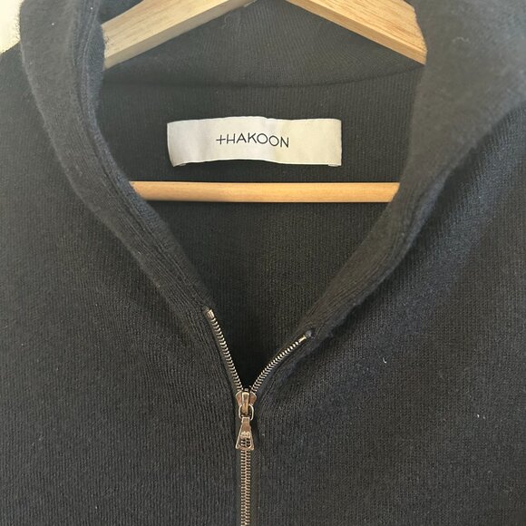 Thakoon Hoodie Womans SZ4/S Black Italian Wool Knit Full Zip Crop Back - Picture 5 of 9